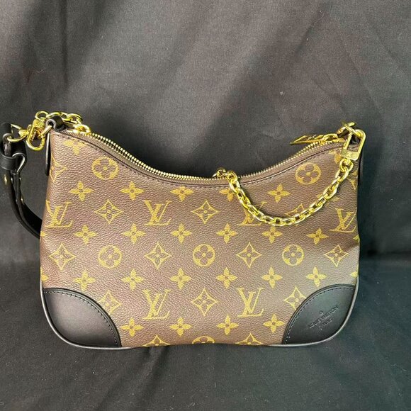 Louis Vuitton Boulogne Monogram Canvas Shoulder Bag — Black Trim, Like New - Picture 2 of 16